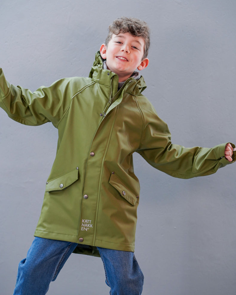 Kattnakken Klassisk Regnjakke Junior Regnjakker barn og junior Mose